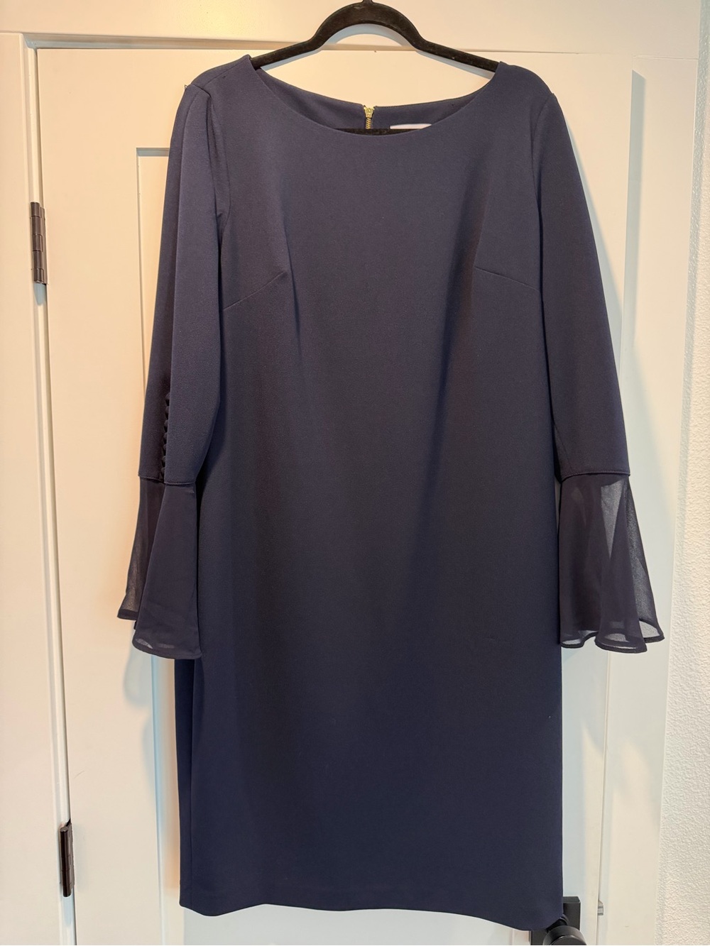 Calvin Klein Navy Bell-Sleeve Shift Dress - Picture 3 of 10